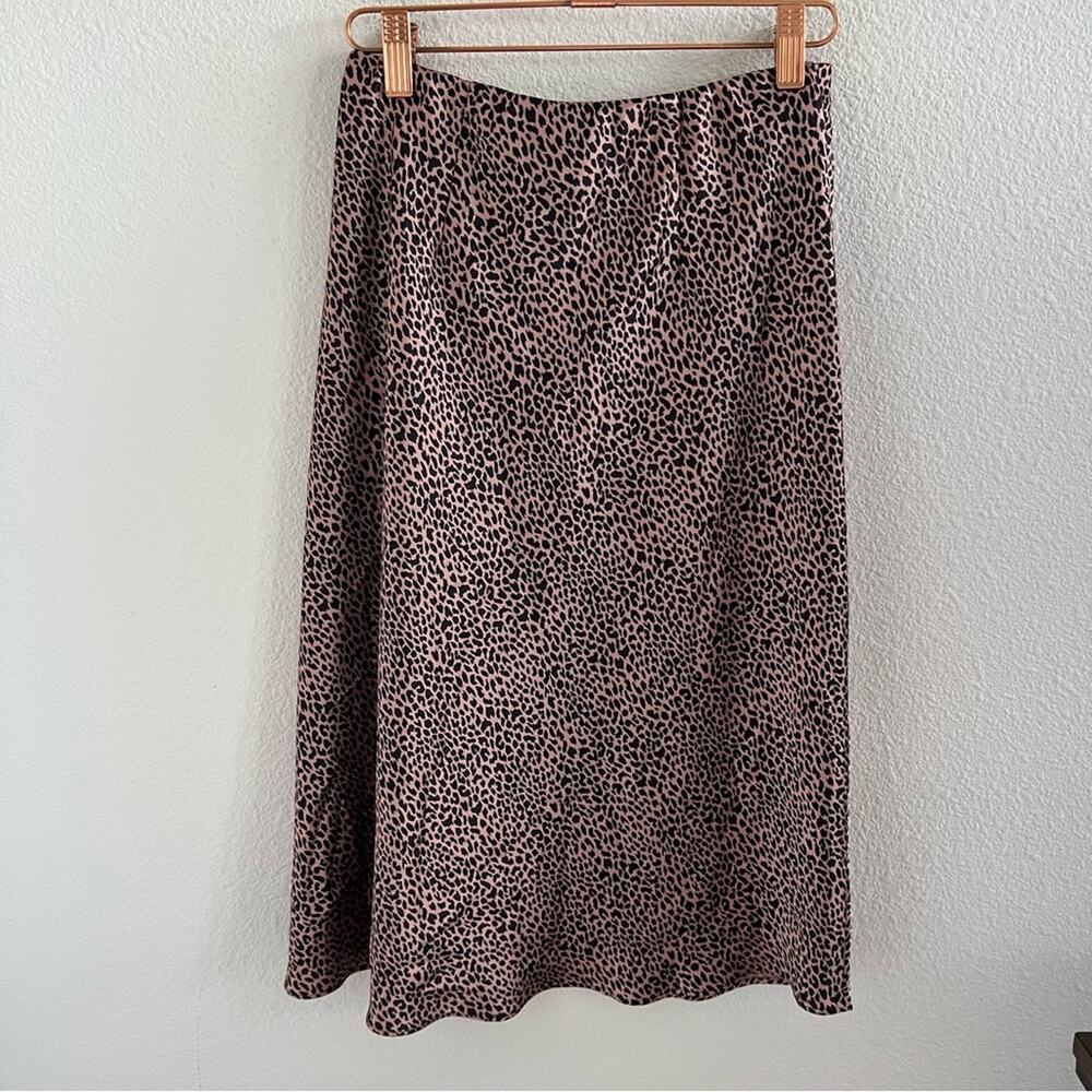 Vintage Victoria's Secret Leopard Brown Black Silky Leopard Slit Skirt XS